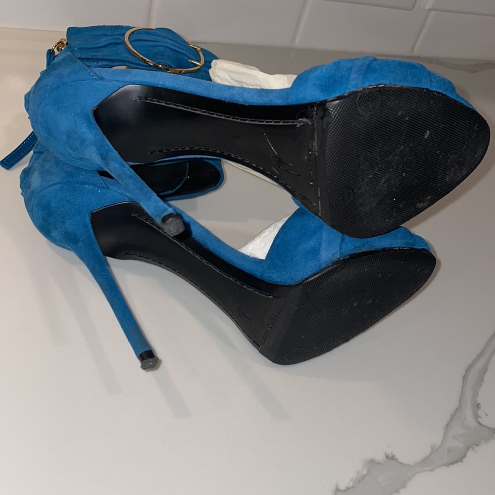 Deep jade sueded high heels Size 6.5 - Picture 7 of 14